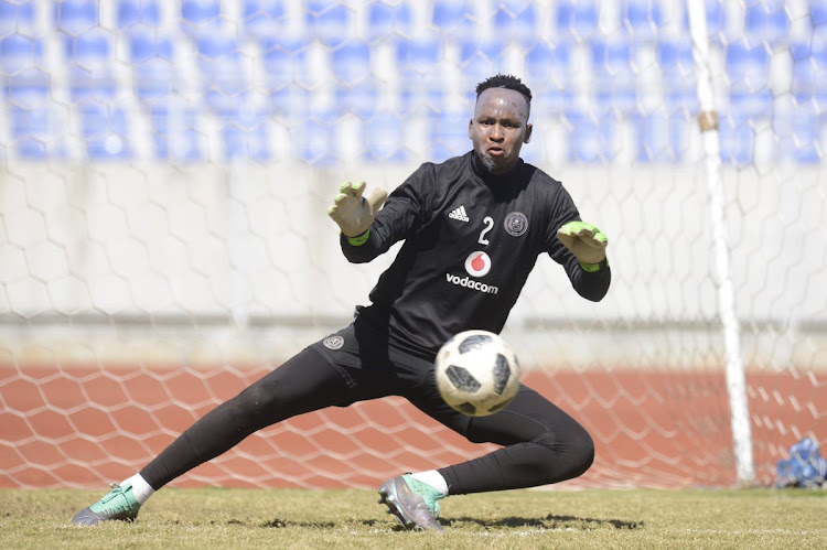 Orlando Pirates' goalkeeper Brilliant Khuzwayo, pictured during a training session at Rand Stadium south of Johannesburg, has been ruled out of action for up to three to four weeks, the club confirmed on Wednesday August 1 2018.