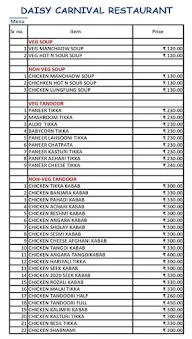 Daisy Carnival Restaurant menu 1