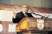 hitting hard: 
       President Jacob Zuma speaks 
      
      at the Union Buildings in  Pretoria on Freedom Day, 
      
      where he condemned 
      
      xenophobic attacks on foreign nationals 
      Photos:  Thulani Mbele