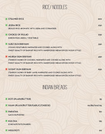 Tribe menu 