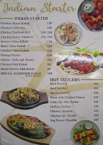 New Afghan Zaika Restaurant menu 
