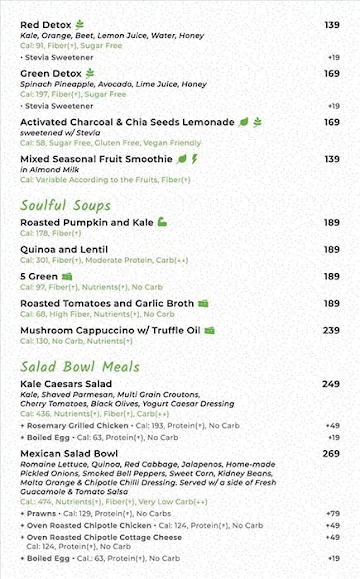 Happie Calories menu 