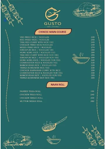 Gusto Cafe & Kitchen menu 