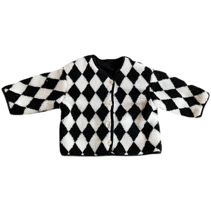Title 2, Manteau enfant géométrique à losanges, épais, d...