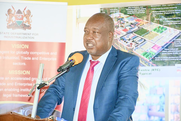 Nyamira Governor Amos Nyaribo addresses partners during the validation meeting in Nyamira town on Monday, May 10, 2022.