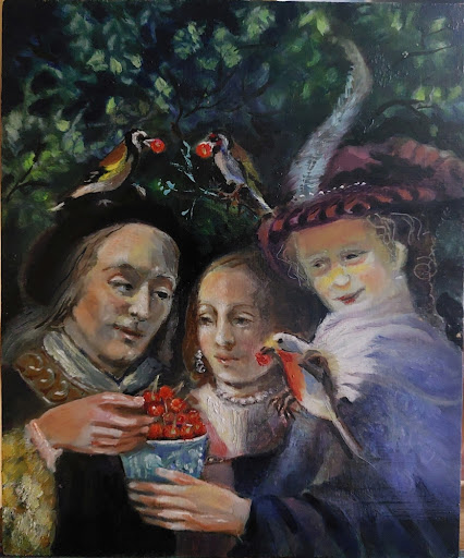 De smaeck (geïnspireerd op Rembrandts' verloren paneel). Lydia Bakker