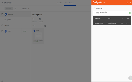 Ouriginal for Google Classroom Extension