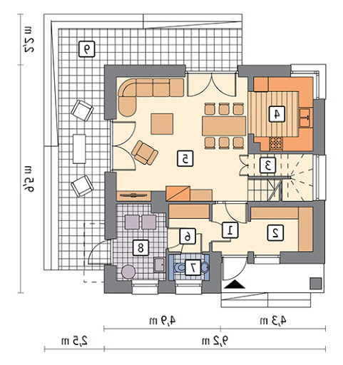 Pełen energii - wariant II - M173b - Rzut parteru