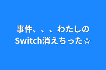 事件、、、わたしのSwitch消えちった☆