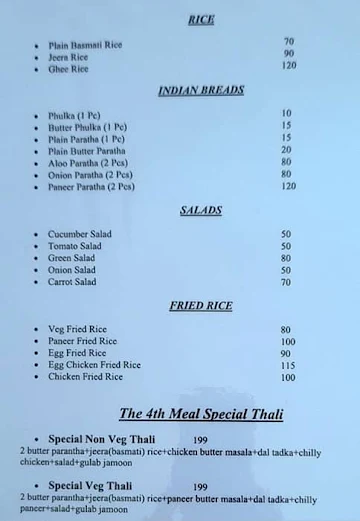 The 4Th Meal menu 