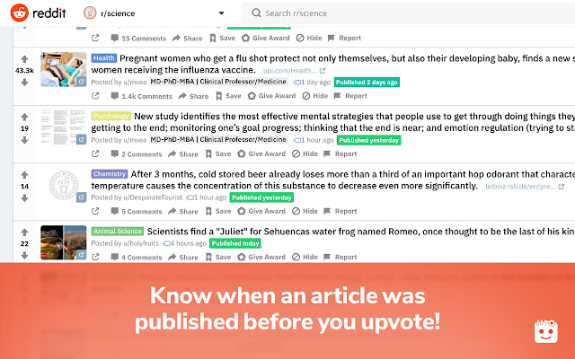 Reddit Publish Date chrome extension