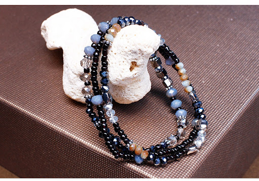 Title 7, Eco-Friendly Micro Glass Bead Bracelet with Mul...