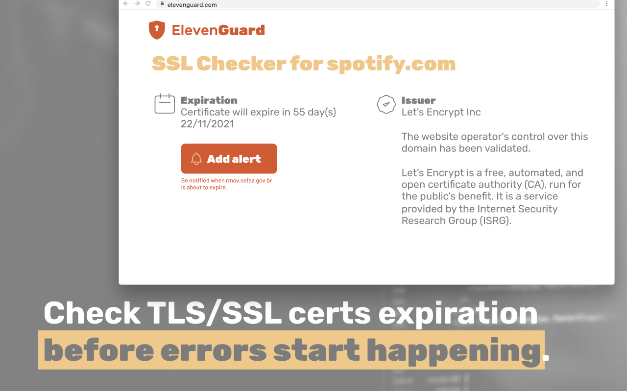 TLS/SSL checker and reminder - ElevenGuard Preview image 4