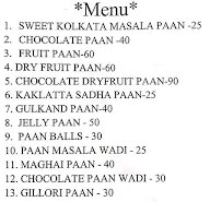 Mauli Family Paan Shop menu 1