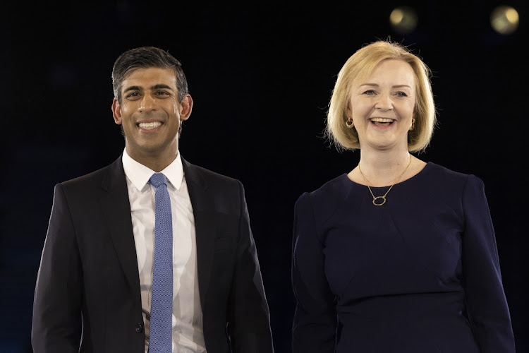 Conservative leadership hopefuls Liz Truss, right, and Rishi Sunak appear together at the end of the final Tory leadership hustings at Wembley Arena in London, England, August 31 2022. Picture: DAN KITWOOD/GETTY IMAGES