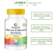 Vitamin Tổng Hợp Warnke Vitamin Und Mineral Komplex, Bổ Sung 18 Vitamin Và Khoáng Chất, Giúp Cơ Thể Khỏe Toàn Diện, 100V