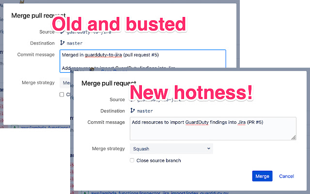 BitBucket Better PR Commit Message chrome extension