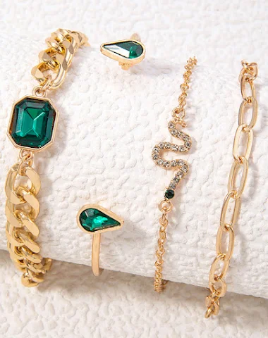 Mode groene diamantarmband set, mee - 1