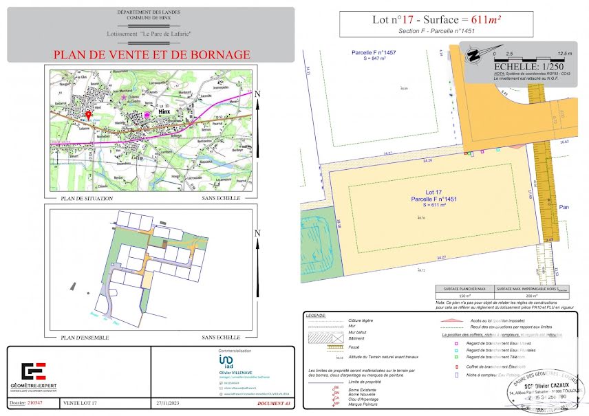 Vente terrain  611 m² à Hinx (40180), 72 000 €