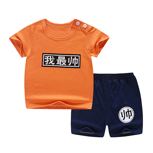 Title 10, Childrens short-sleeved summer pajama set with...