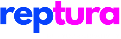 reptura logo (electric blue, magenta pink)