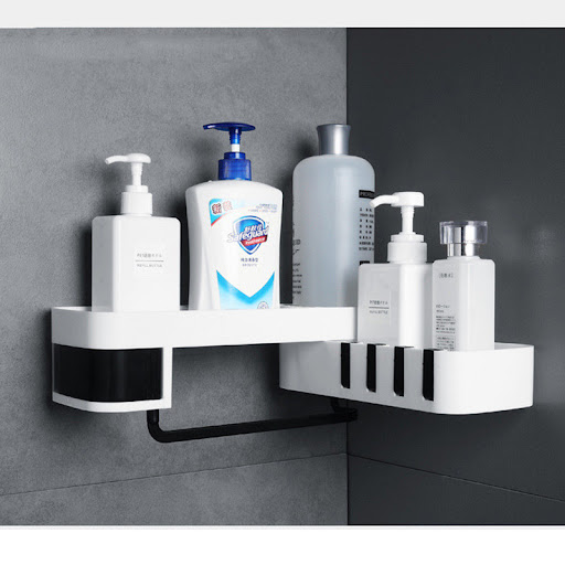 Title 2, Bathroom corner shelf with 3 tiers. Maximize sp...