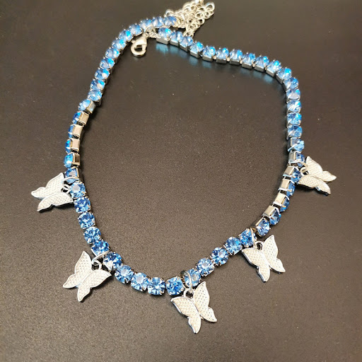 Silver blue anklet