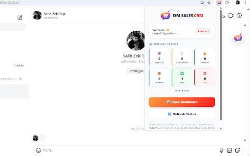 DM Sales CRM — Instagram Sales Management screenshot 1