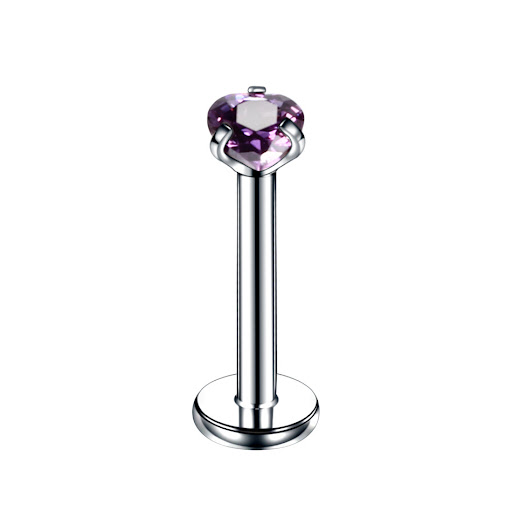 Title 6, Stainless steel heart-shaped zircon lip nails w...