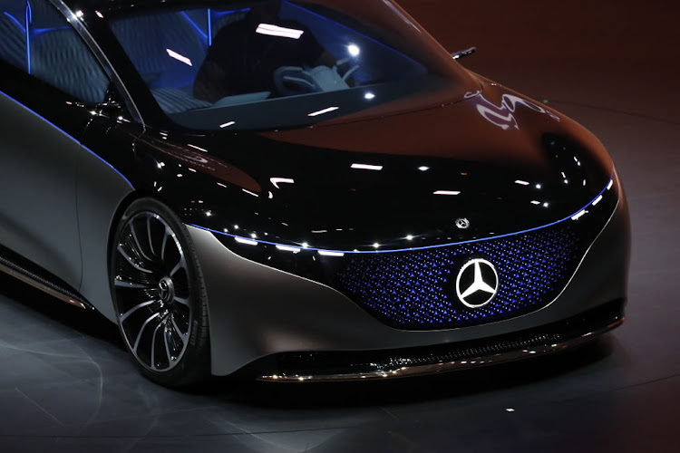 A Mercedes-Benz Vision EQS luxury electric car in the Daimler AG exhibition hall on the opening day of the IAA Frankfurt Motor Show on Tuesday, September 10, 2019.