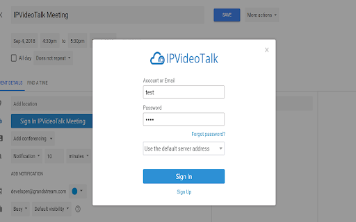 IPVideoTalk for Google Calendar