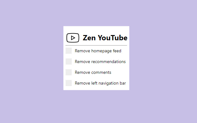 Zen YouTube: Distraction free youtube chrome extension