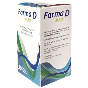 Farma D MAG Vitamina D + Magnesio 1000UI/160mg Farma Caja x 30 Tabletas  