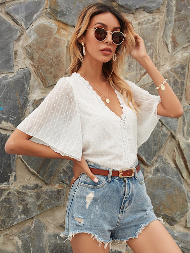 Title 3, Womens Loose Solid Color Small Chiffon Sequin ...