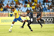 Lebogang Maboe of Mamelodi Sundowns, seen here avoiding a  challenge from Bidvest Wits's pair of Buhle Mkhwanazi and S'fiso Hlanti, is having a hard time  from hecklers among his team's supporters. /  Gallo Images / Lefty Shivambu