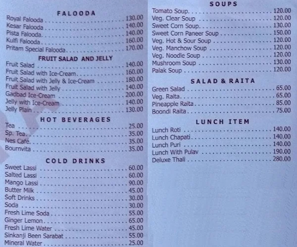 Pritam Fast Food menu 