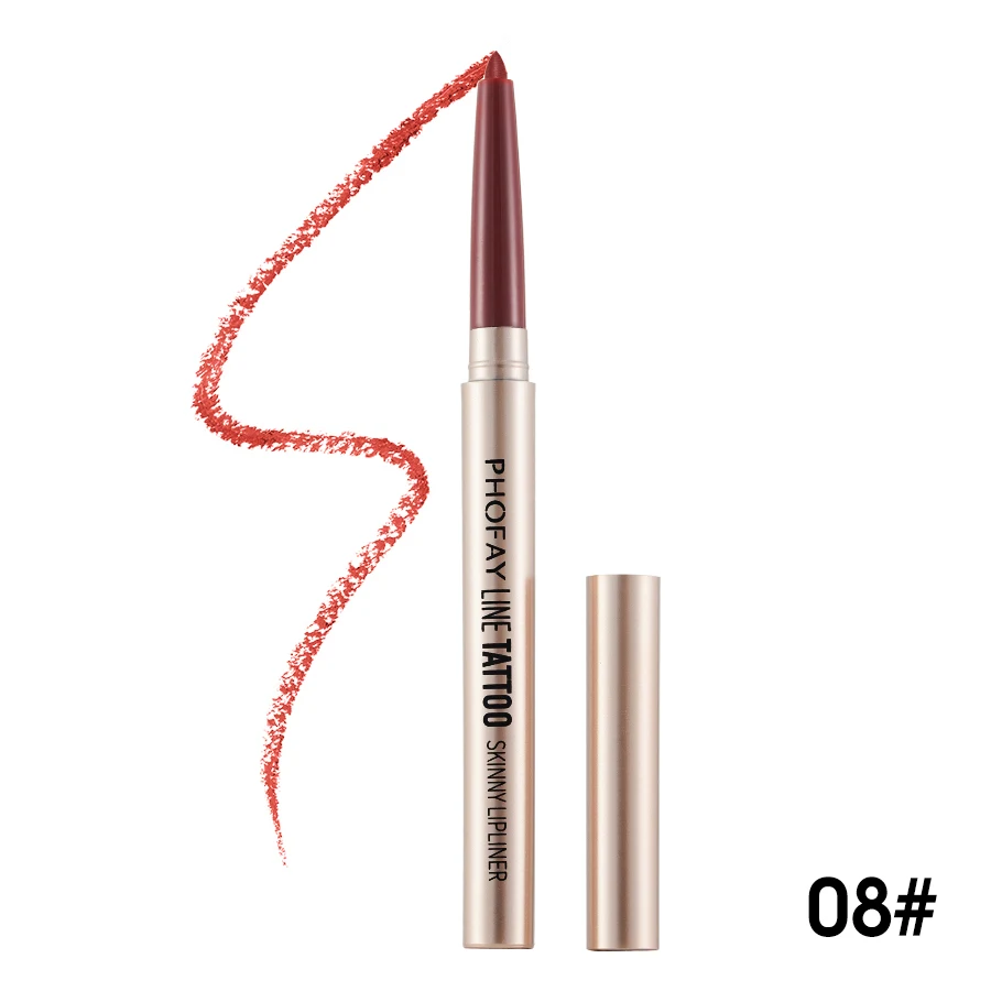 PHOFAY Lipliner voor precieze contouren en langdurige kleur. Definieert, vult en verlengt je lippen moeiteloos. Voor een intens resultaat.