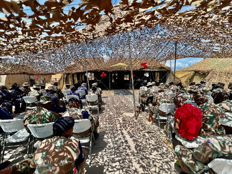 A South African contingent in Mozambique commemorates World Aids Day on December 5 2022.