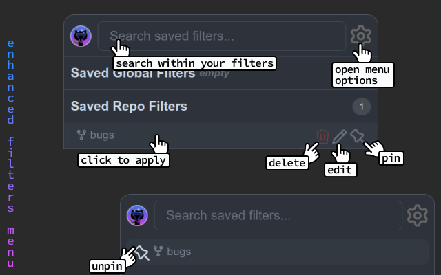 Github Saved Filters Preview image 4