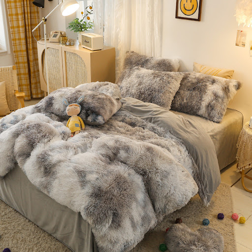 Title 6, Mink Velvet Four Piece Set Long Plush Crystal V...