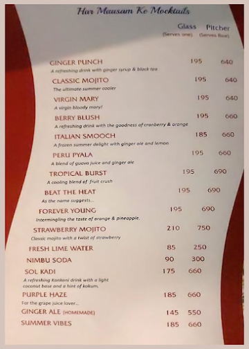 Modern Caterers menu 