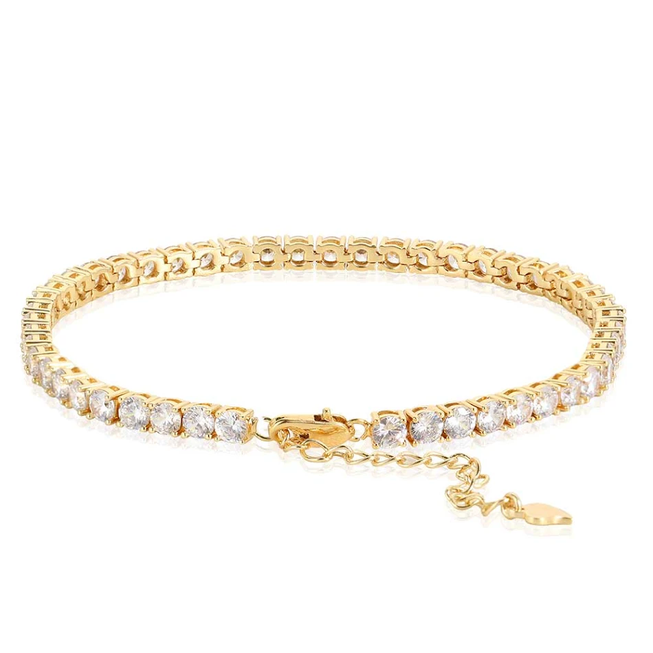 Bracelet de cheville chaîne tennis zircon 4mm DIY avec boucle japonaise simple et polyvalente pour un style unique
