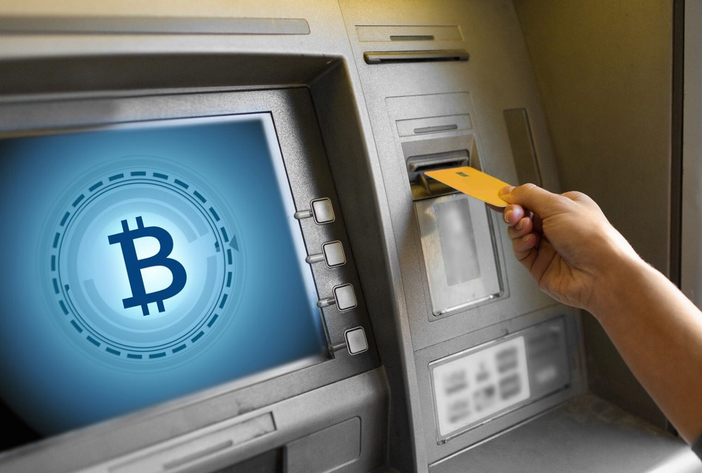 Individual using a Bitcoin ATM.