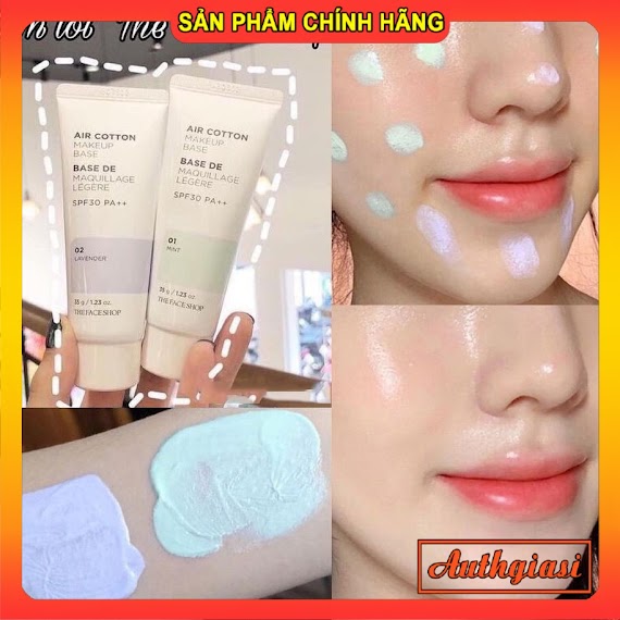 Kem Lót Kiềm Dầu Và Hiệu Chỉnh Tông Da The Face Shop Air Cotton Makeup Base Spf30 Pa++ Tfs 40Ml