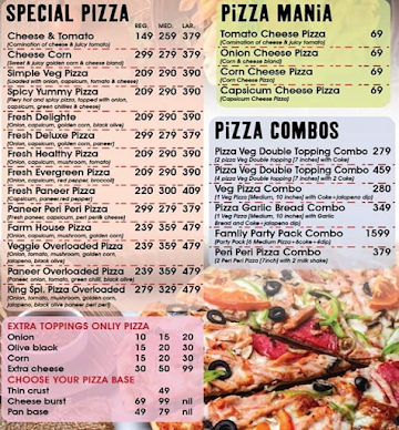 The Pizza Kings menu 