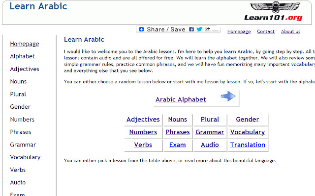 Learn Arabic chrome extension