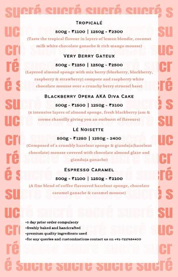 Sucre By Sulakshana menu 