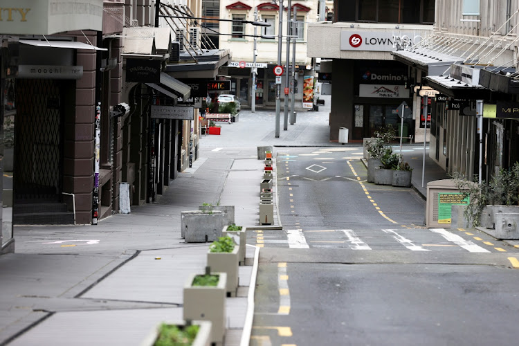 The normally bustling High Street in Auckland’s CBD is largely deserted during a lockdown to curb the spread of a coronavirus disease (Covid-19) outbreak, in Auckland, New Zealand.