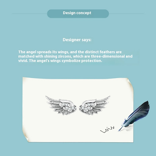 Title 5, Aifule Angel Wings Feather Stud Earrings, Light...