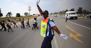 Dorah Mafokeng, the traffic officer who went viral after a video was published showing her awesome traffic directing skills. File photo. 